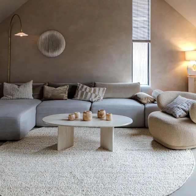 Nordic Weavers Rond wollen vloerkleed - Bergull ivoor/beige 120 Wit