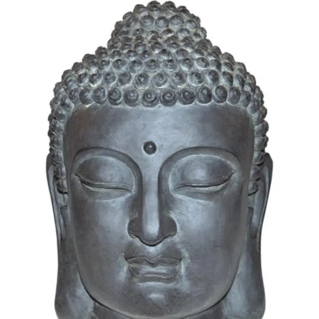 Stone Lite Boeddha Hoofd M 31X30X42 cm Donker Grijs Fiberclay STONE Lite