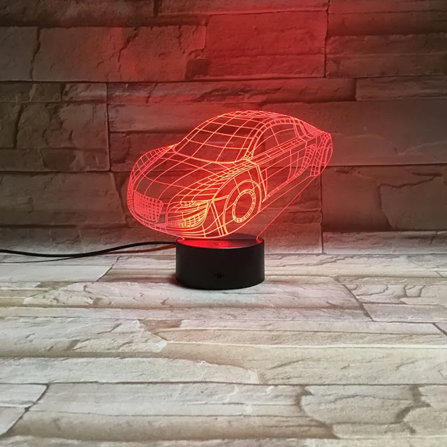MC Living 3D Led Lamp Met Gravering - RGB 7 Kleuren - Auto