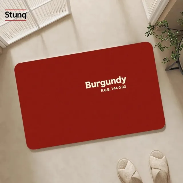 Stunq Bordeauxrode Effen Anti-Slip Vloermat met Afgeronde Hoeken Bordeauxrood