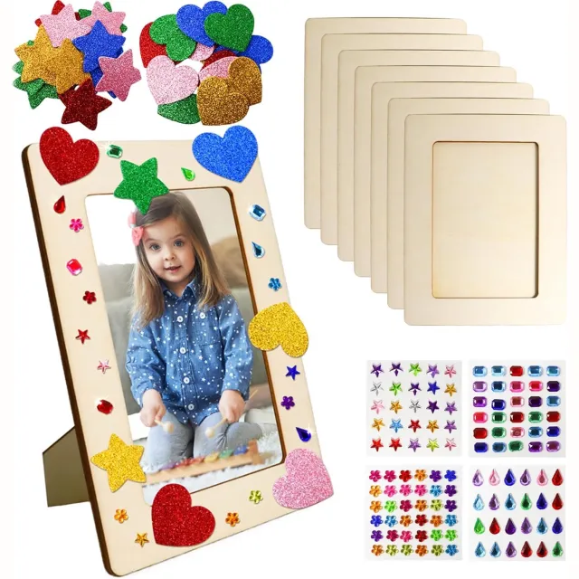 TRAFIRDOKKOH 8 stuks - Fotolijstjes Beschilderen - Fotolijst - Houten Fotolijsten - Fotolijstje - Fotolijsten - Fotokader - met stickers - Fotohouder -Fotodisplay - memobord - voor thuis, kantoor, bruiloften, kerstfeesten - 15*20 cm | TRAFIRDOKKOH® geel