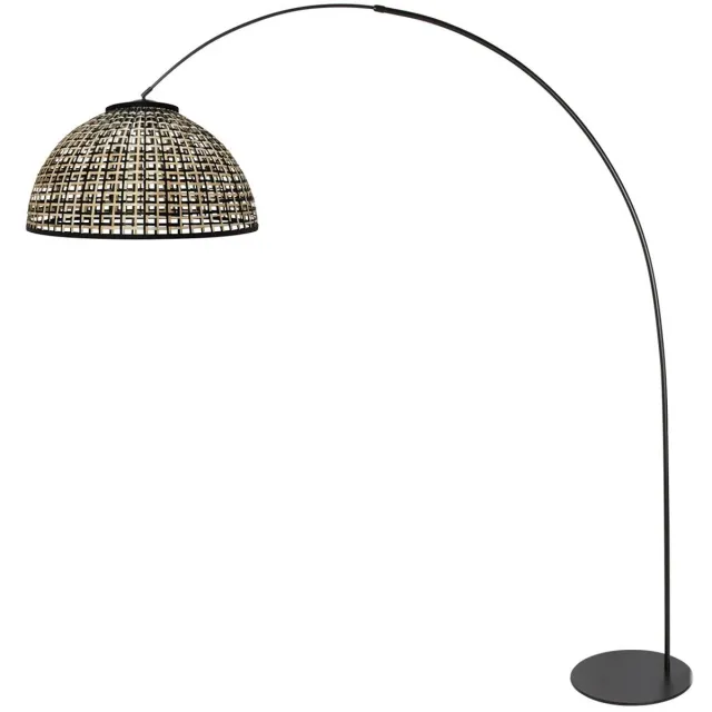 Anne Light & home Vloerlamp - naturel zwart - Curve - bamboe metaal - booglamp - E27 - 4517ZW - Anne Lighting