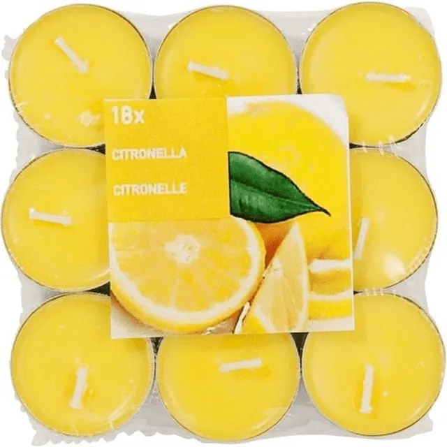 Müller 18x Geurtheelichtjes - Geurkaarsen Citronella geur - Waxinelichtjes geel