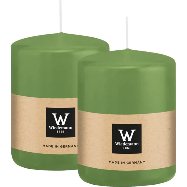 Wiedemann Cilinderkaars/stompkaars - 2x - lichtgroen - 6 x 8 cm - 29 branduren - zuilkaarsen