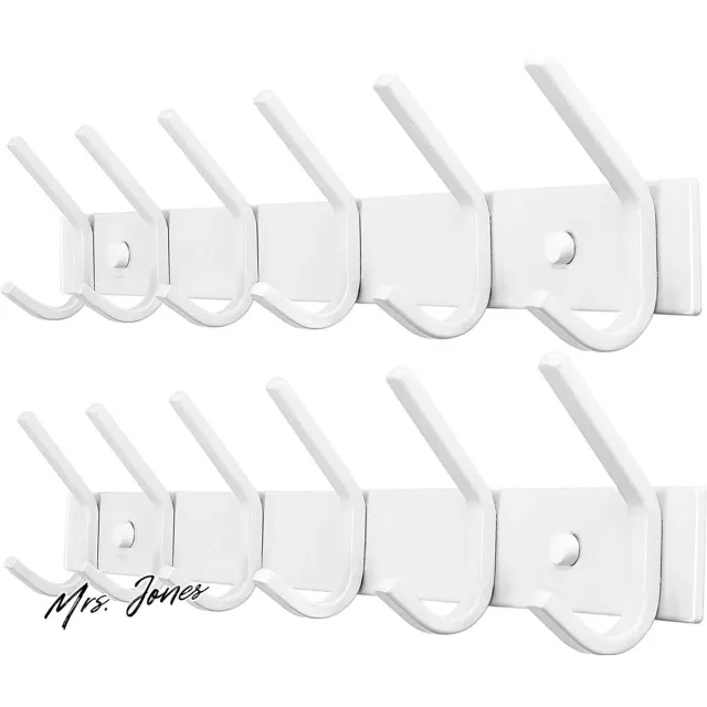 Mrs. Jones Wandkapstok JOLY FANG roestvrij staal slaapkamer badkamer keuken wit 6 haken 2 stuks . multiple