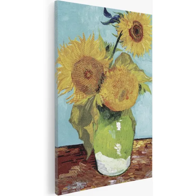 Saammp Canvas Schilderij - Zonnebloemen - Bloemen - Abstract - 80x120 - Foto op canvas - Wanddecoratie - Muurdecoratie Woonkamer - Kantoor Decoratie Multicolor