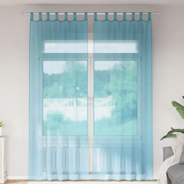 vidaXL Gordijnen voile met roedezakken 2 st turkoois turquoise