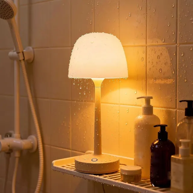 KZQ Oplaadbare draadloze waterdichte douche- en badlamp met oceaan golfprojector, 16 kleuren, touch en afstandsbediening Zoals in de figuur wordt getoond