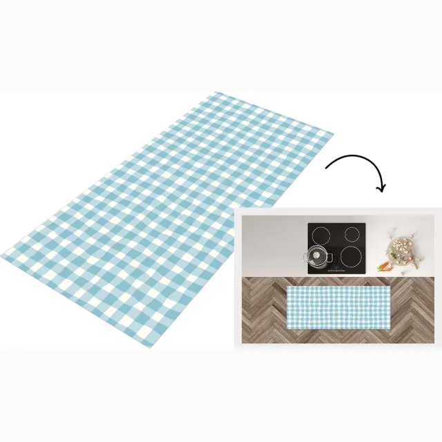 KitchenYeah Keukenloper - Loper keuken - Pastel - Blauw - Patronen - Keukenloper vinyl Multicolor