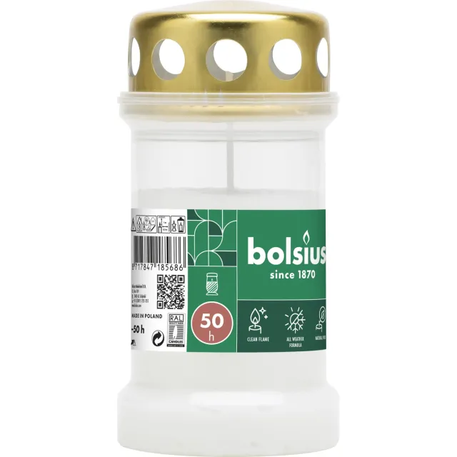Bolsius Herdenkingslicht - Met deksel - Wit - 50 branduren