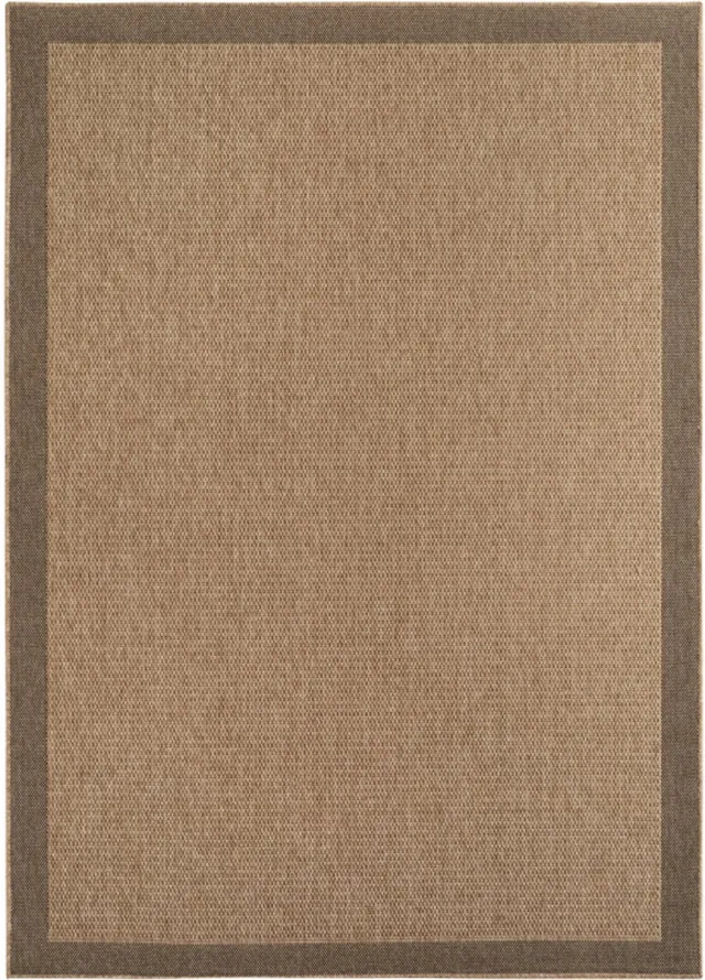 Ay yildiz Timber – Kaderdesign Beige met Jute-Look – Binnen & Buiten Vloerkleed – Laagpolig