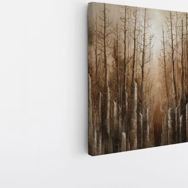 Saammp Canvas Schilderij - Vintage - Abstract bos - Landschap - Natuur - 100x100 - Foto op canvas - Wanddecoratie - Muurdecoratie Woonkamer - Slaapkamer decoratie - Canvas Print Multicolor