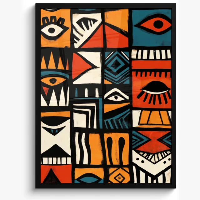 FrameYourWall Poster in lijst - Fotolijst 50x70 cm - Posters - Abstract - Gezichten - Mozaïek - Posterlijst zwart - Decoratie - Wanddecoratie woonkamer - Muurdecoratie slaapkamer