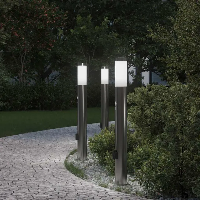 vidaXL Bolderverlichting met sensor en stopcontact 3 stuks 80 cm Zilver