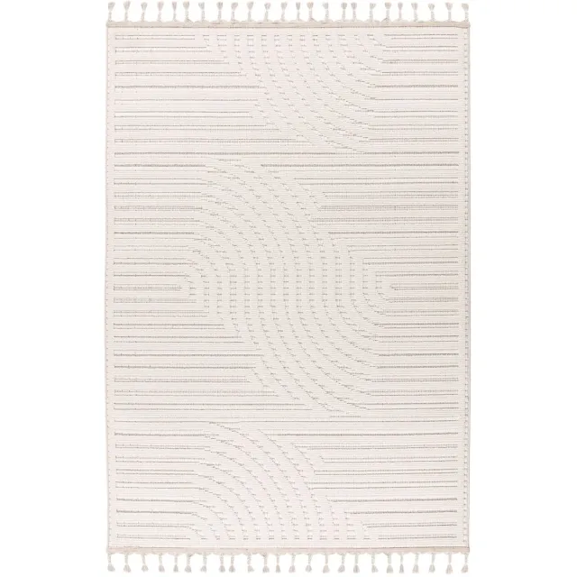 Padiro design laagpolig vloerkleed - crème / offwhite - modern geometrisch patroon - voor vloerverwarming - van polypropyleen en jute