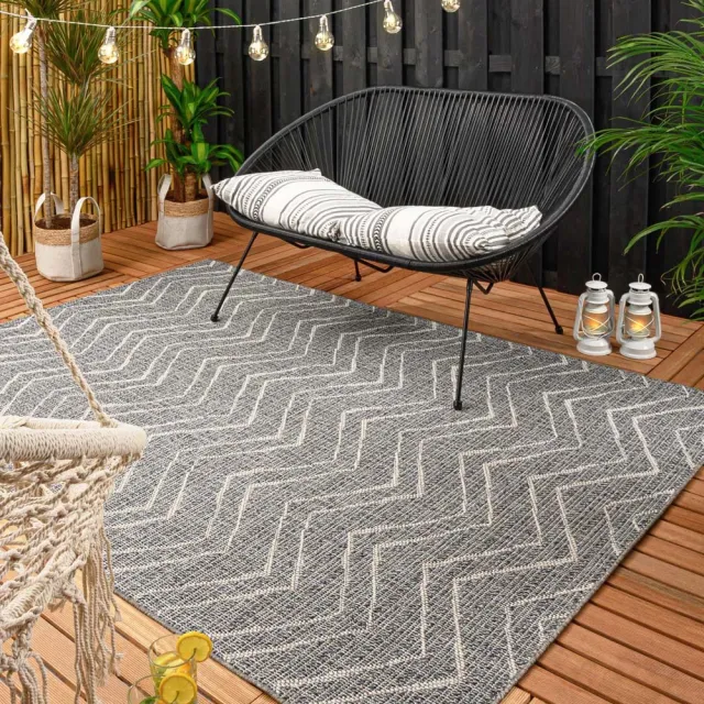 Boho&me Balkonkleed zigzag - Summer blauwgrijs 66x230