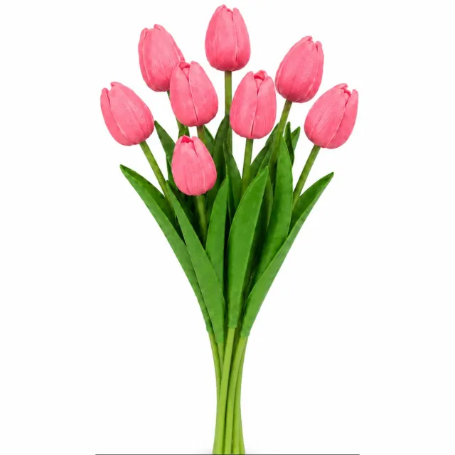 Purepeak Nep Tulpen Boeket 8 Stuks - Kunstbloemen - Nepbloemen voor Binnen en Buiten - Roze