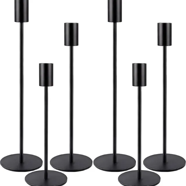Sovima MOYKSRR Zwarte kaarsenhouders set van 6, decoratieve kaarsenhouder, kaarsenstandaard voor bruiloften, taps toelopende kaarsenhouder voor feesten, bruiloftstafels, verjaardagen, diners, kaarsenhouder vintage decoratie