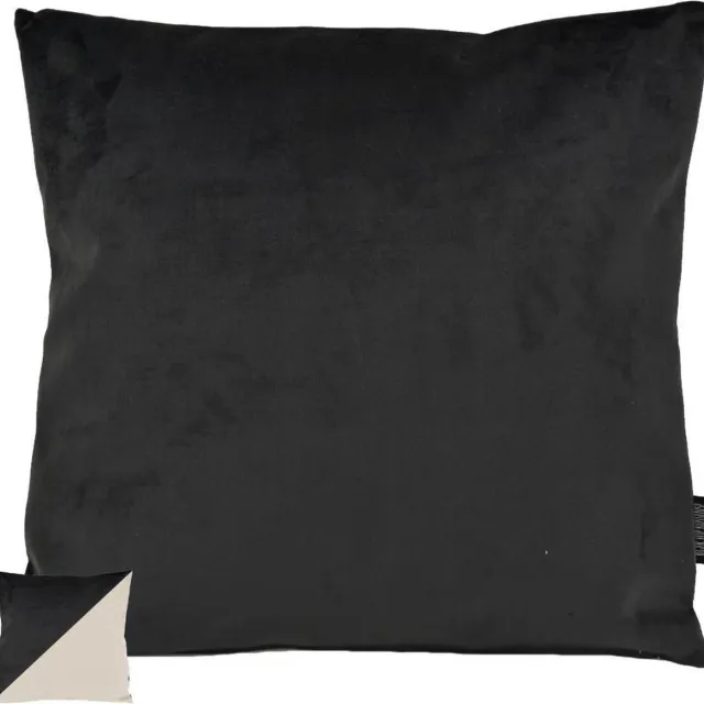 Gek op Kussens! Velvet 2 Tone - Black / Cream Kussenhoes | Velours / Fluweel - Polyester | 45 x 45 cm Zwart - Creme