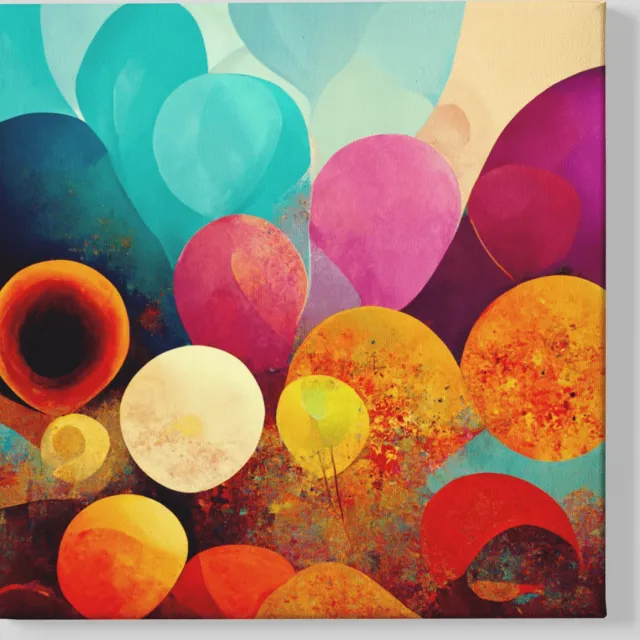 Trendex Global Canvas Schilderij - Abstracte Vormen - Kleurrijk - Wanddecoratie - 60x60x2 cm