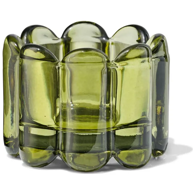 HEMA Sfeerlichthouder glas ribbel groen (groen)
