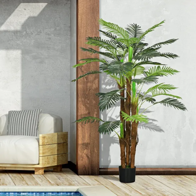 MODENUIT Kunstplant Kunstpalm – 160 Cm – 36 Vormbare Takken – Kunststof – Groen – Met Pot Voor Binnen En Buiten
