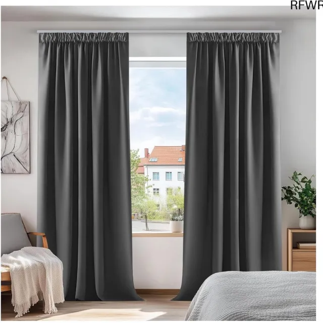 RFWR Verduisterende Gordijnen 140x175 cm - 2 Stuks - Plooiband Gordijnen voor Woonkamer en Slaapkamer Dark color