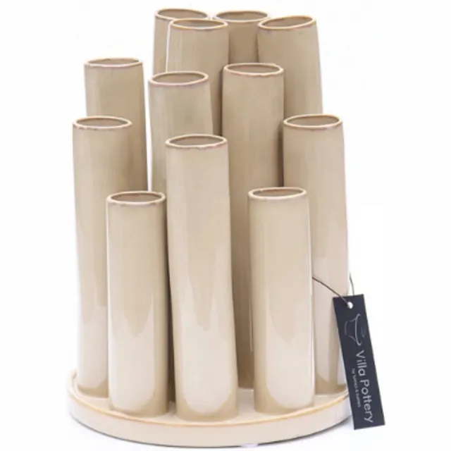 Villa Pottery Vaas - Villa Pottery - Woondecoratie - Decoratie - Porselein - Waterdicht - Twist & Tube 2 Cream Round Beige
