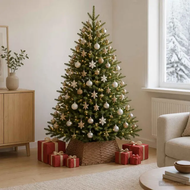 vidaXL Kerstboomkraag Vierkant Licht Bruin 70 x 70 x 28 cm poly rattan