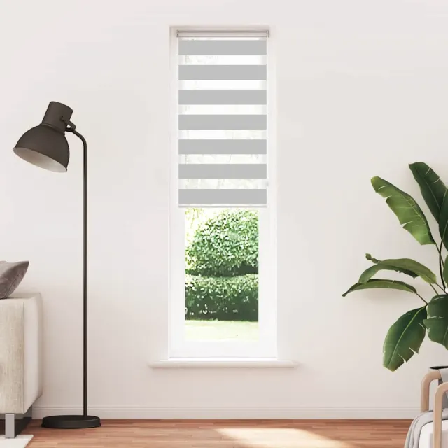vidaXL Zebra rolgordijn 55x200 cm stofbreedte 50,9 cm lichtgrijs