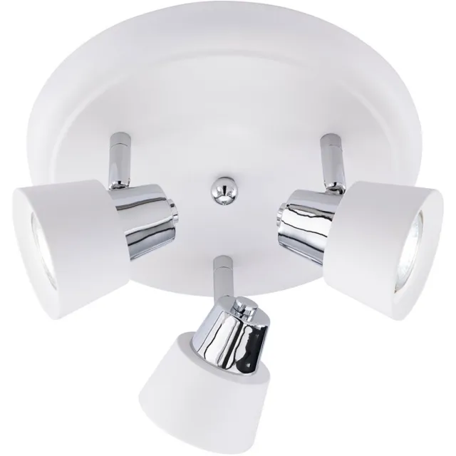 Wofi Plafondlamp Spotrondell Slaapkamerlamp Plafondspot, 3-lamps, verstelbare spots, metaal, wit zilver, rond, 3x GU10 stopcontacten, DxH 25x15 cm