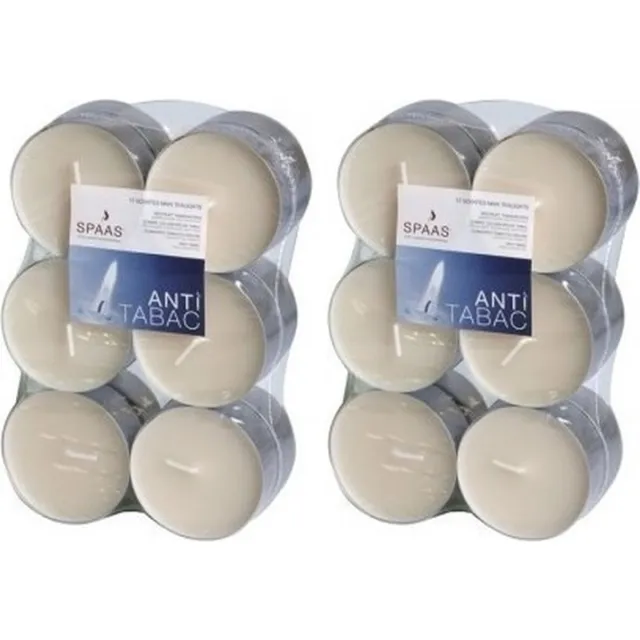 Spaas Geurtheelichtjes/waxinelichtjes - Maxi - 24x - Anti Tabac - 10 branduren - geurkaarsen Wit