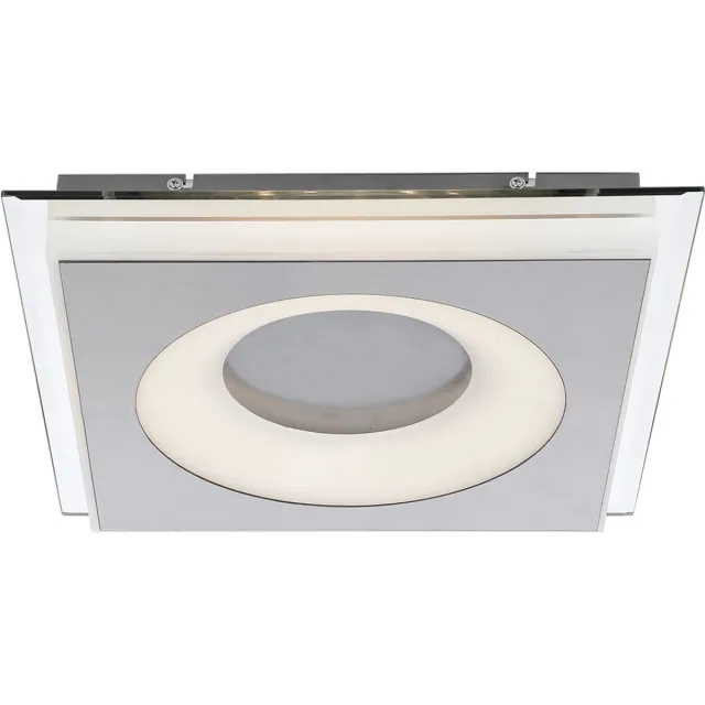 Globo Lighting Plafondlamp woonkamerlamp eetkamerlamp plafondlamp keukenlamp slaapkamerlamp, metalen acryl spiegel satijn nikkel, LED 20W 935Lm 3000K warm wit, L 34 cm zilver