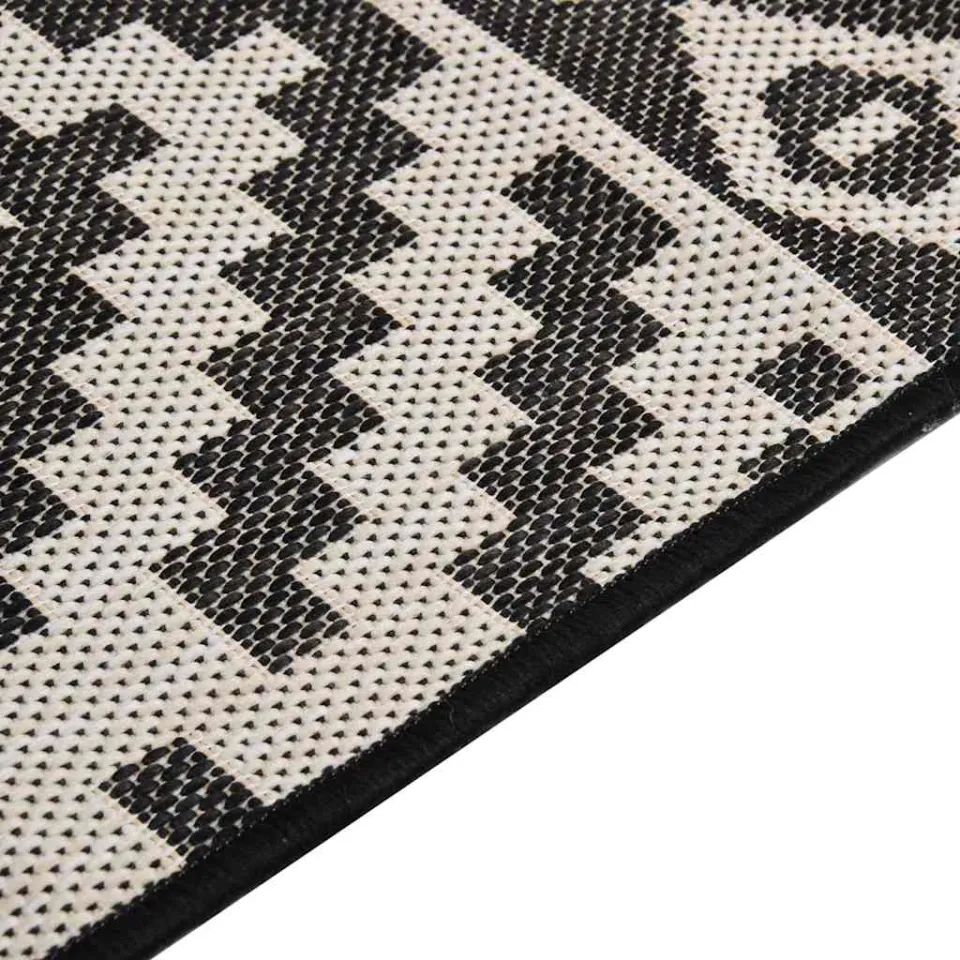 vidaXL Buitenkleed met patroon platgeweven 80x150 cm zwart, foto 4