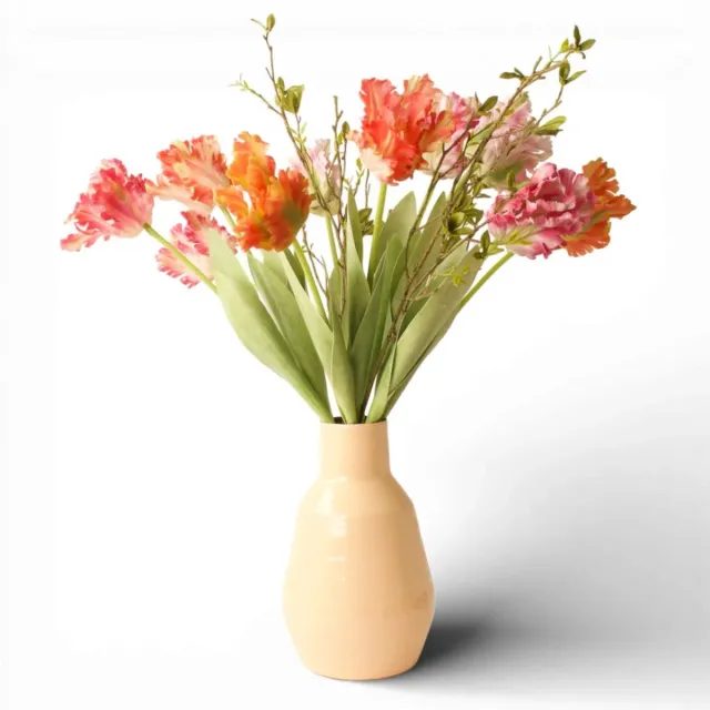 Winq Boeket Papagaai Tulpen Multicolor-10 stuks-Kunsttulpen-Gebonden Boeket-Kunstbloemen roze