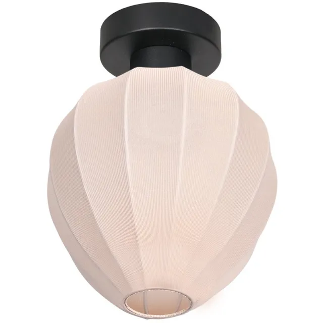 Mexlite Plafondlamp Silura 4370ZW – zwart met crème linnen kapje, gemaakt van metaal en textiel, compact ontwerp voor binnen gebruik, merk Mexlite Creme