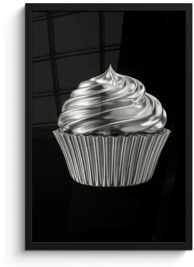 FrameYourWall Poster in lijst - Fotolijst 40x60 cm - Posters - Cupcake - Luxueus - Zilver - Posterlijst zwart - Decoratie - Wanddecoratie woonkamer - Muurdecoratie slaapkamer