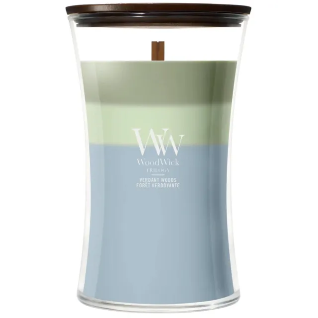 Woodwick Hourglass - Trilogy Verdant Woods - Large Geurkaars - 130 branduren Meerkleurig