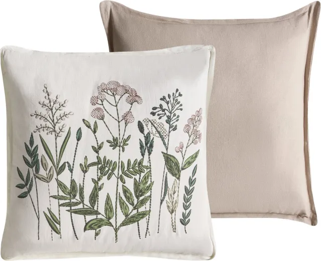 Beliani FERNA - Set van 2 sierkussens - Beige/Wit - 45 x 45 cm - Katoen