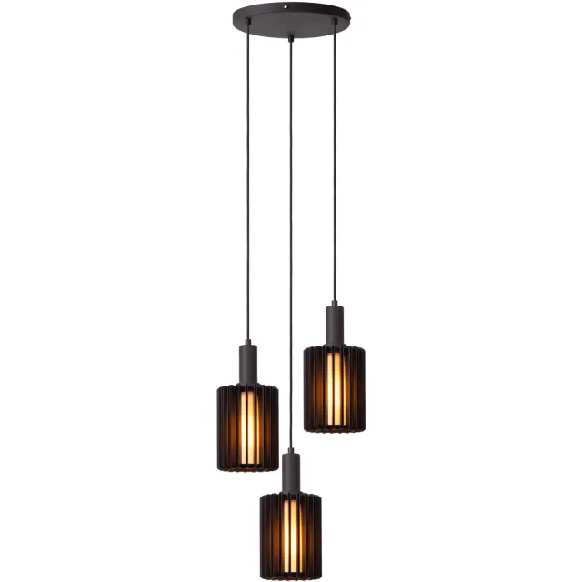 Lucide LAMBRES - Hanglamp - 3xE27 - Zwart