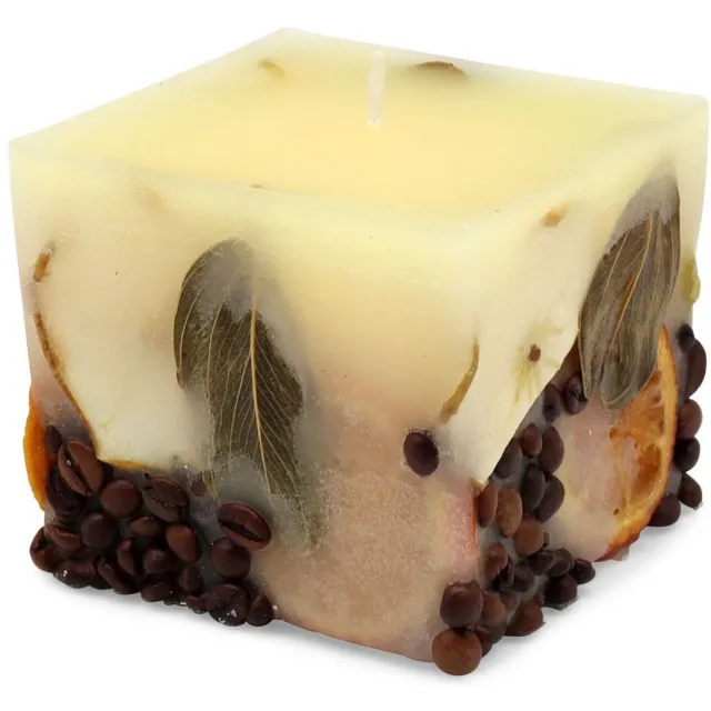 Rawa Geschenken Potpourri geurkaars VANILLE met een zachte noot van sinasappel en koffie - 9x9x9 cm handgemaakte geurkaars creme