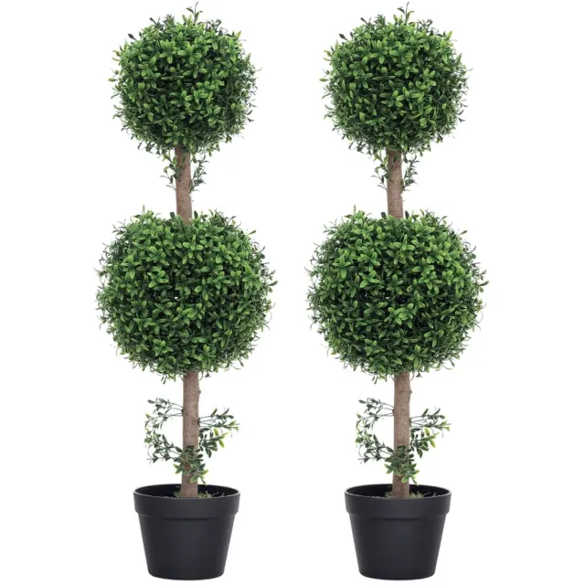 ZYLARO Kunstbuxusplanten - Set van 2 - UV-bestendig - Inclusief pot - Groen