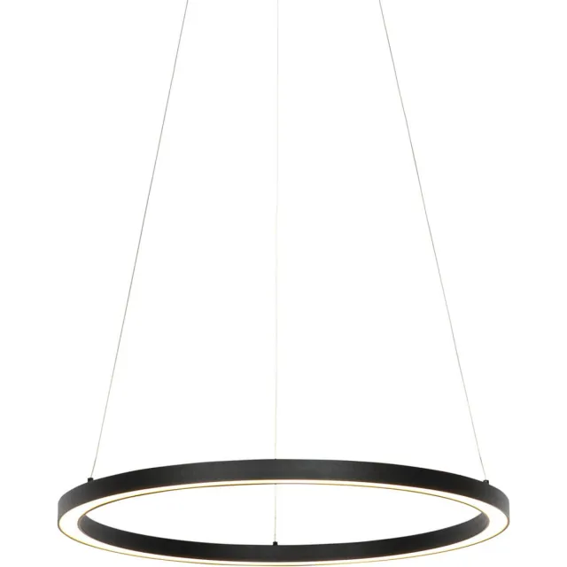 QAZQA girello - Design Dimbare LED Hanglamp met Dimmer - 1 lichts - Ø 60 cm - Zwart - Woonkamer | Slaapkamer | Keuken Zwart Smart LED