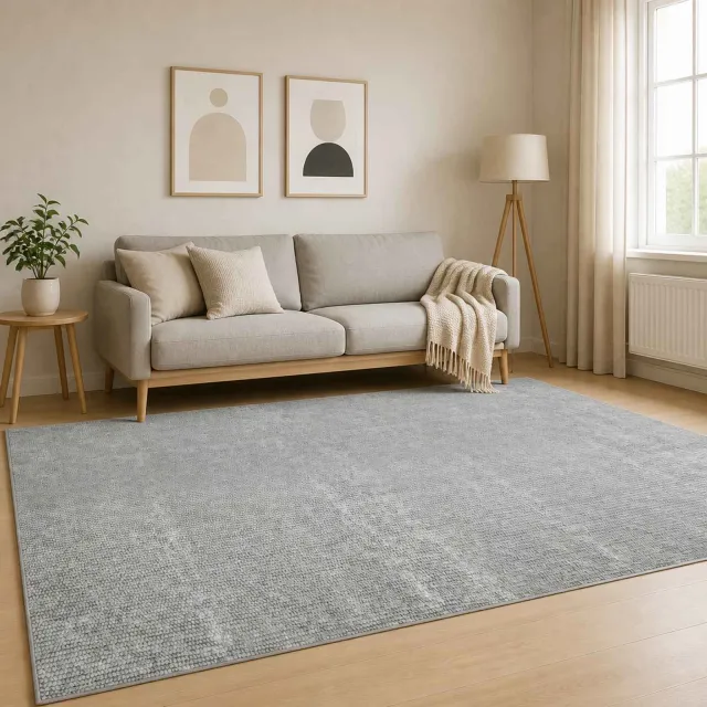 vidaXL Vloerkleed Grijs 190 x 300 cm 100% Polyester 3 mm Wasbaar, foto 2
