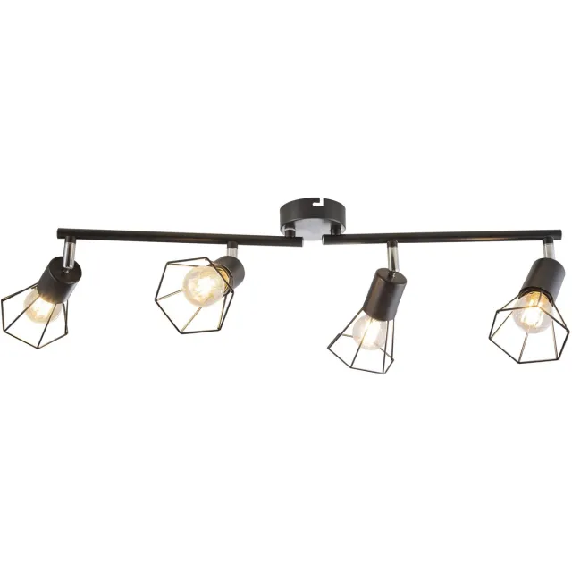 Globo Plafondlamp Plafondverlichting Woonkamerlamp 4-vlammig Zwart Metaal D 70 cm
