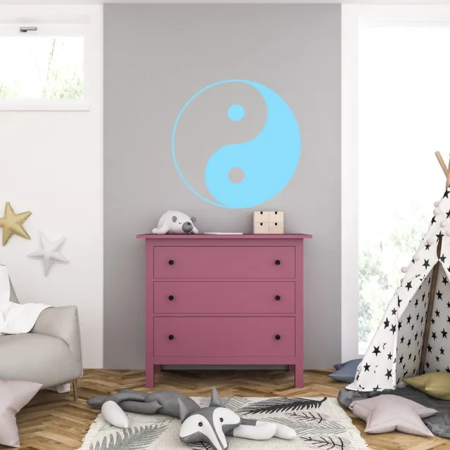 MC Living Muursticker - Yin Yang - 40,6 x 40,6 - Licht Blauw