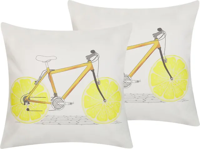 Beliani RUSCUS - Sierkussen set van 2 - Wit - 45 x 45 cm - Katoen