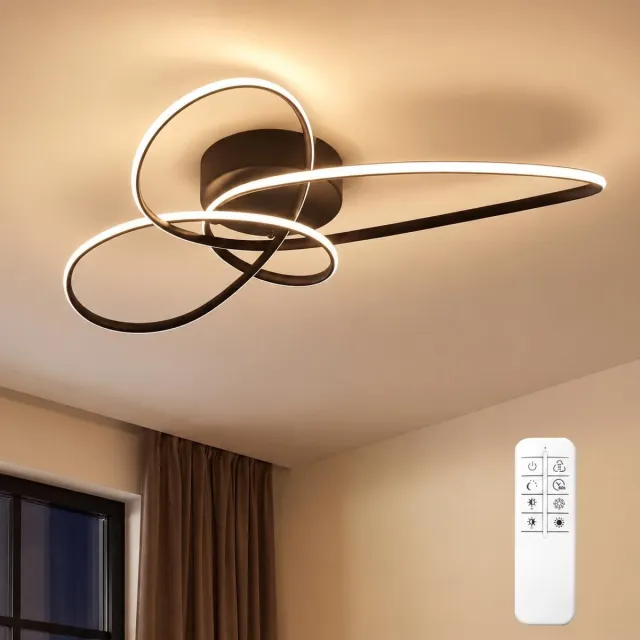 NETTLIFE LED plafondlamp omhullend ontwerp moderne stijl geleverd met afstandsbediening en dimfunctie Zwart