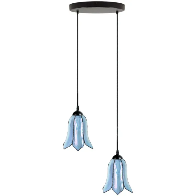 Coloured by Art Tiffany Kroonluchter Gentian Blue 2 - Art Deco Trade Lichtblauw