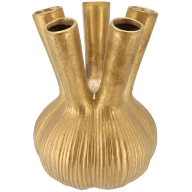 DK design Bloemenvaas Aglio Straight - vaas voor tulpen - goud - 26 x 35 cm - toetervaas